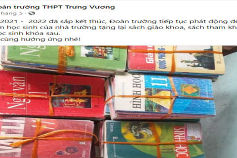ĐOÀN TRƯỜNG THPT TRƯNG VƯƠNG PHÁT ĐỘNG PHONG TRÀO TẶNG LẠI SÁCH GIÁO KHOA, SÁCH THAM KHẢO CŨ